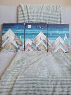 Colourful Mountain Canvas Art - 3 Piece